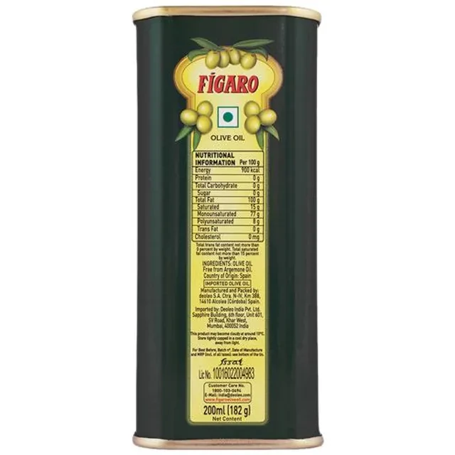 Figaro Olive Oil- Pure Olive Oil- Ideal for Indian Dishes- Imported from Spain, 200 ml Tin-7.webp